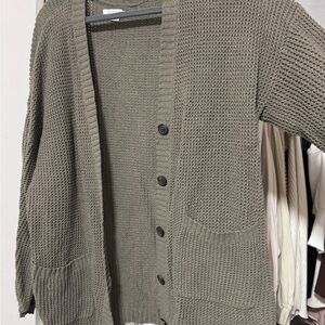 American Eagle Outfitters Khaki Cardigan Sweater